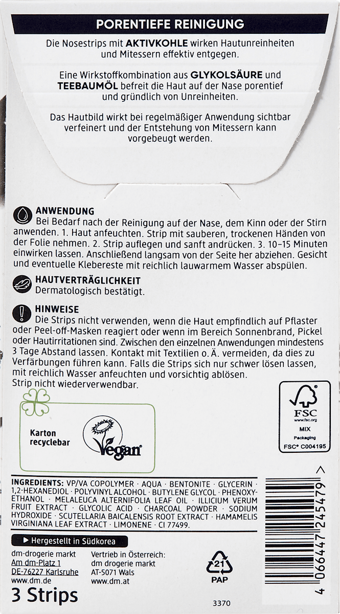 Activated Charcoal Nose Pore Strips – 3 Count