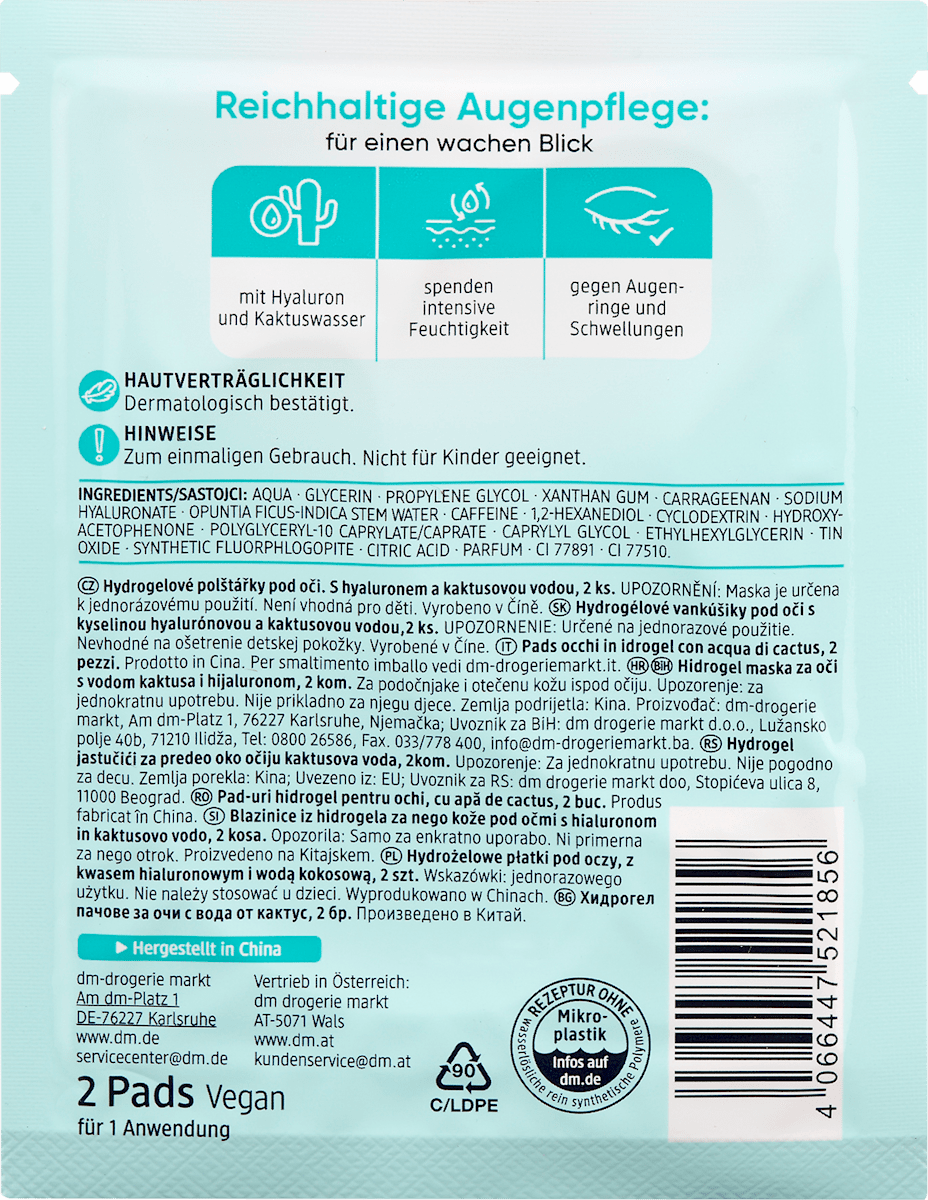 Hydrogel Eye Patches with Cactus Water – 1 Pair