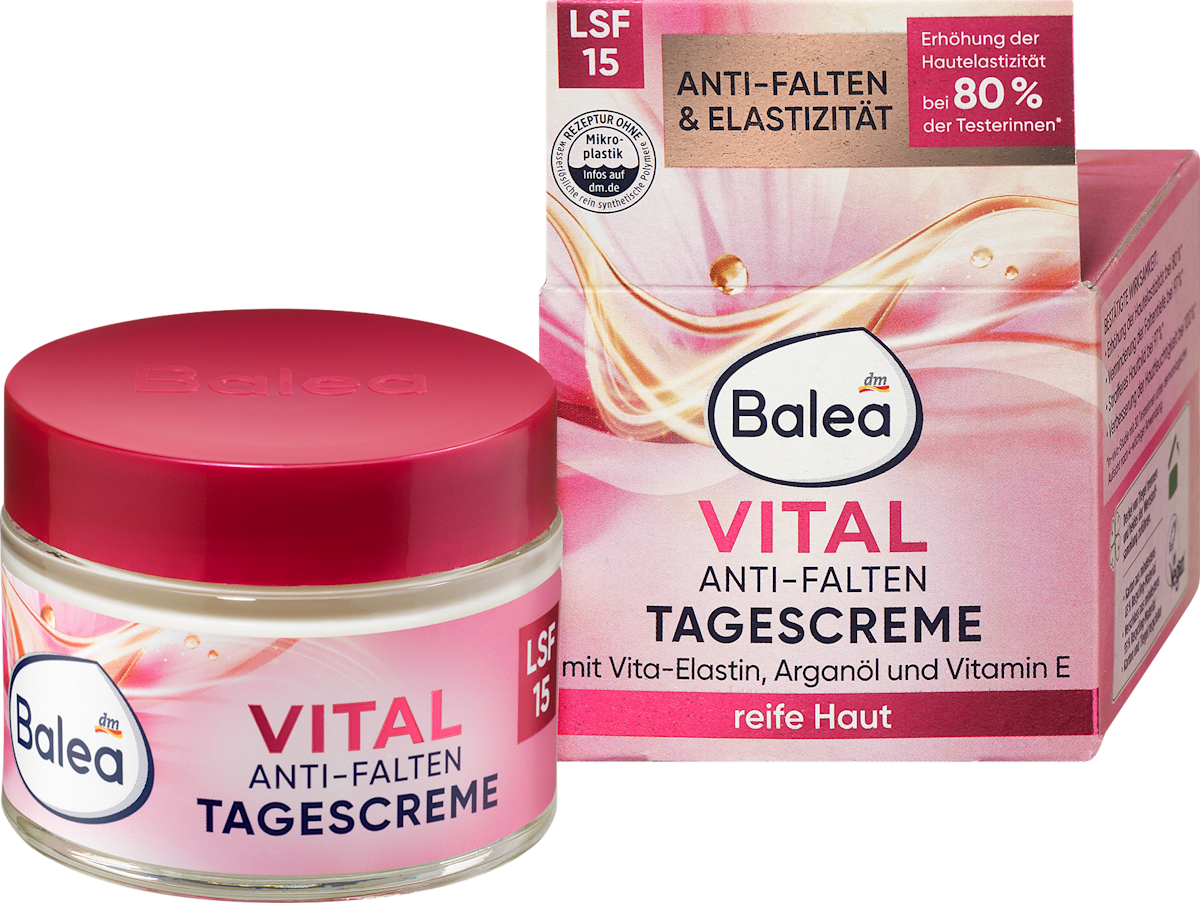 Balea Anti-Wrinkle Face Cream Vital SPF 15, 1.7 fl oz (50 ml)