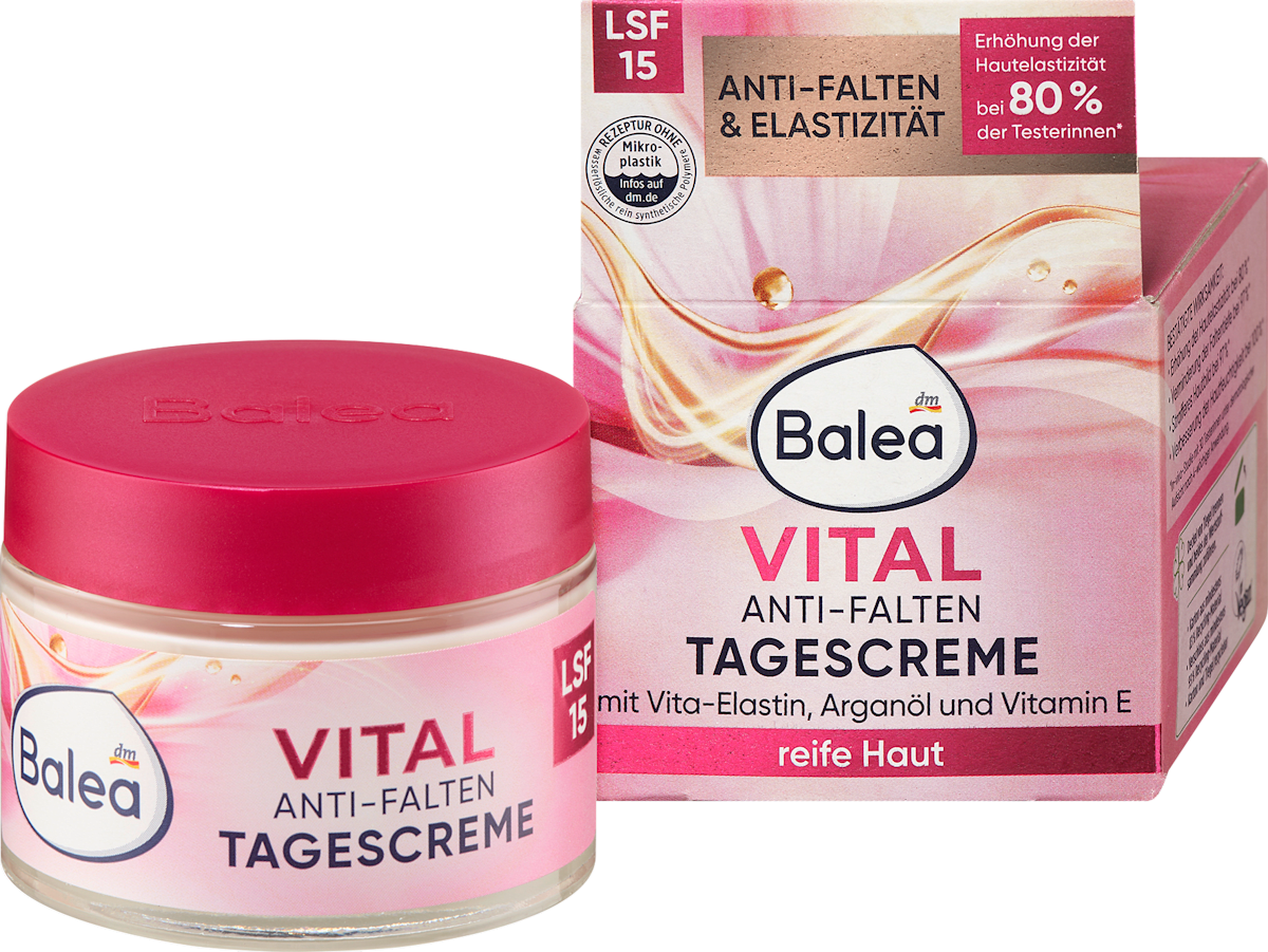 Balea Anti-Wrinkle Face Cream Vital SPF 15, 1.7 fl oz (50 ml)