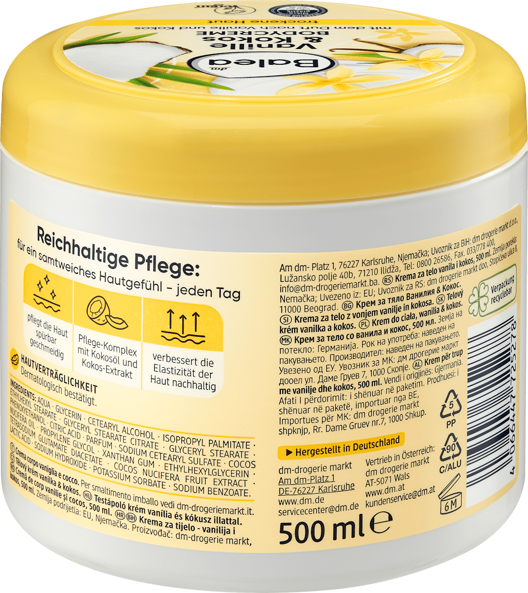 Vanilla & Coconut Body Cream – Vegan – 16.9 fl oz