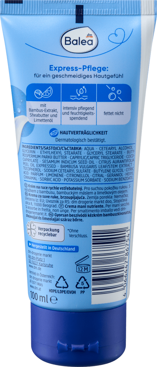 Fast-Absorbing Hand Cream for Dry Skin – Vegan – 3.4 fl oz